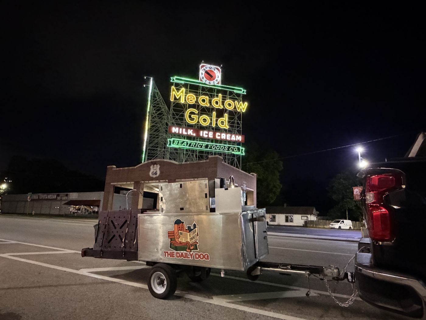 The Daily Dog cart at night
