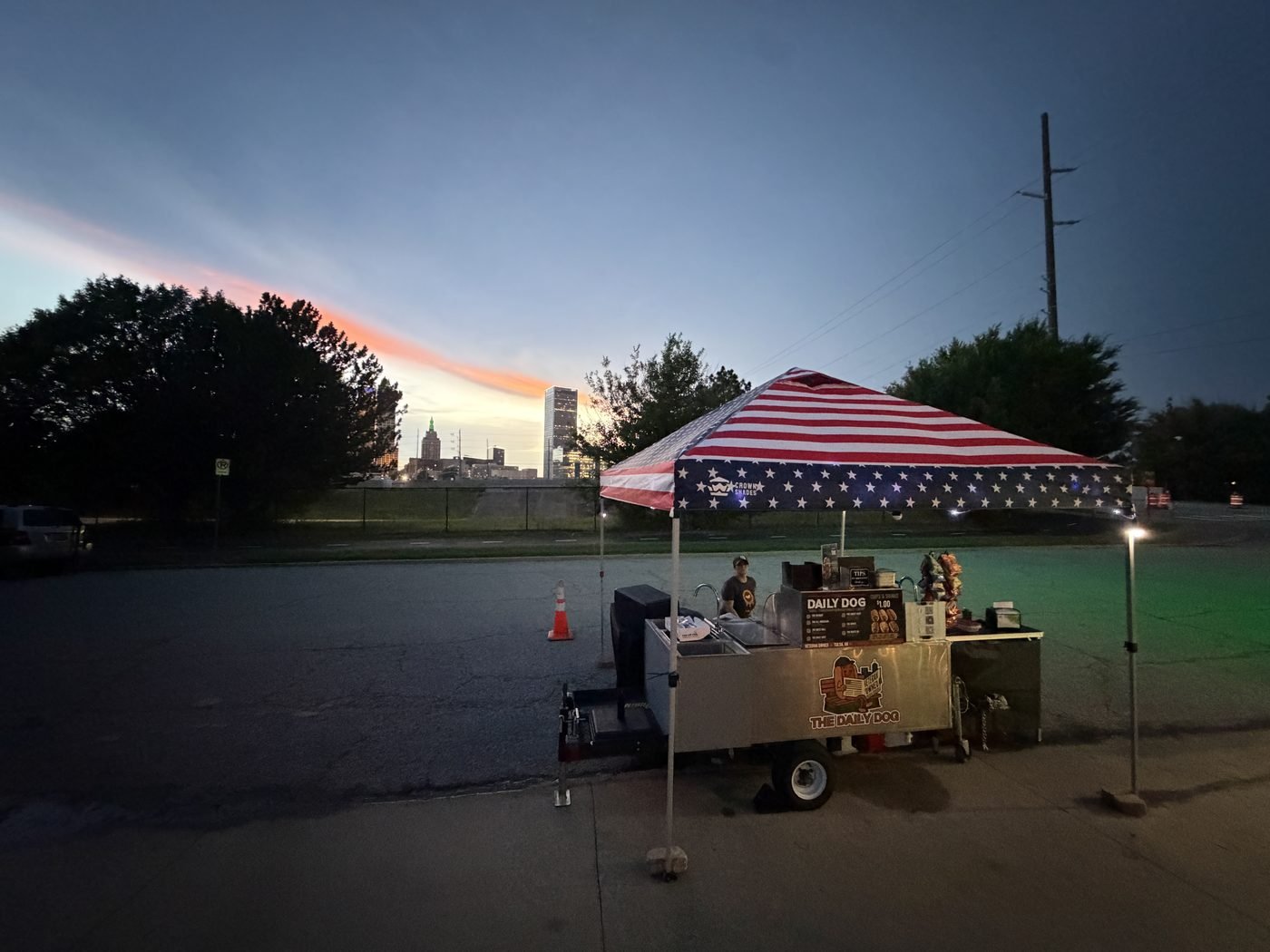 The Daily Dog evening setup in Tulsa